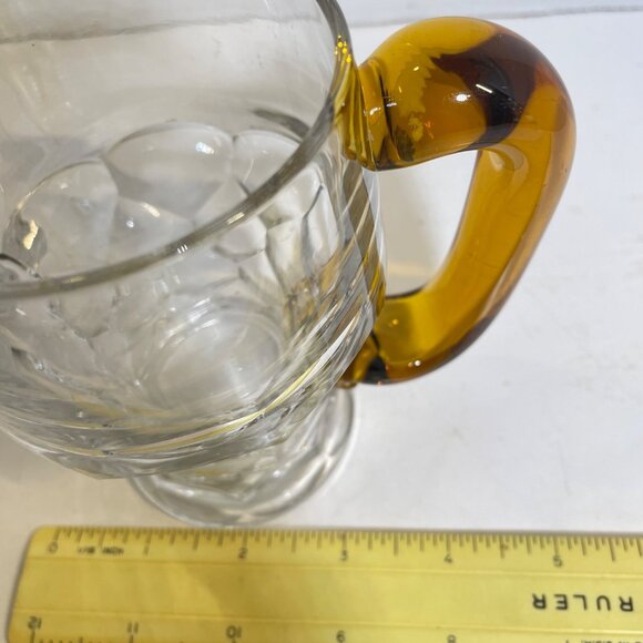 Set Of 2 Vintage Clear Glass Beer Mugs With Amber Handles - Picture 7 of 7